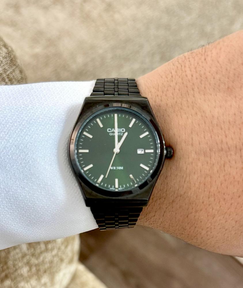 ساعة كاسيو casio MTP اخضر ملكي