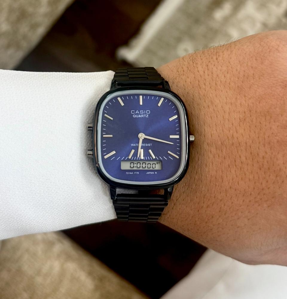 ساعة كاسيو casio LTP دبل تايم كحلي