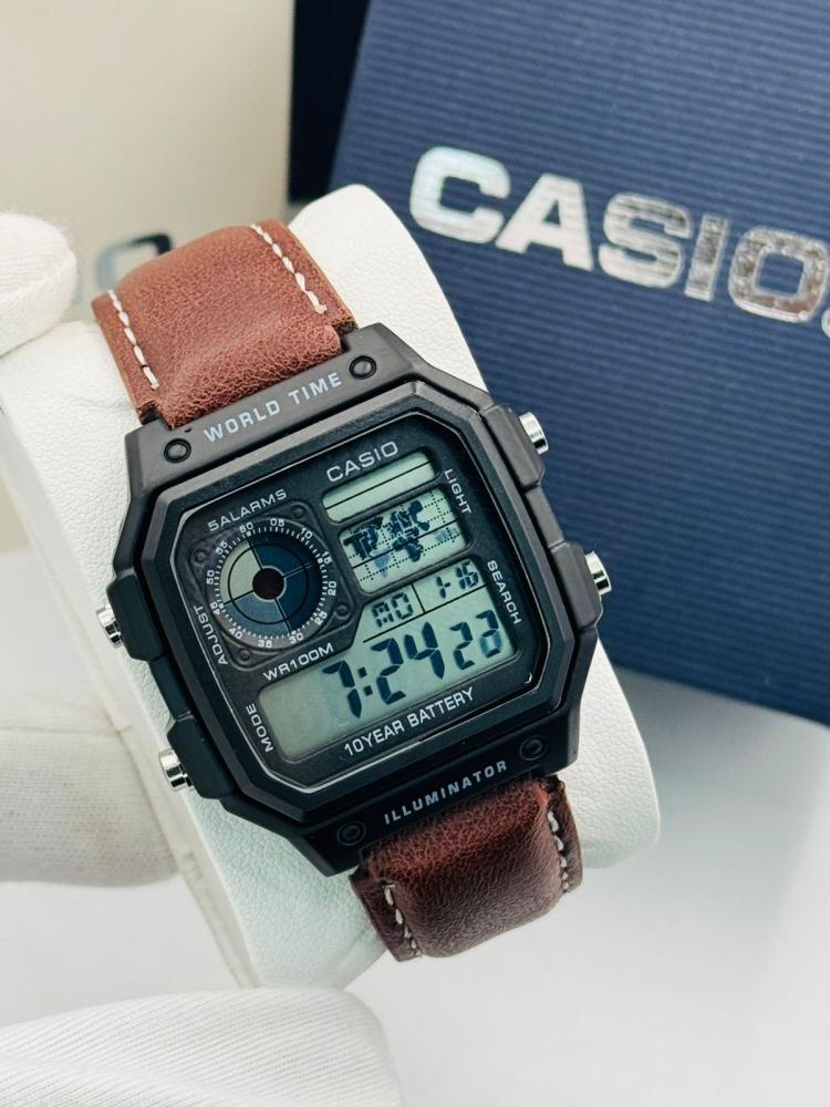 ساعة كاسيو AE-1200WH جلد بني غامق