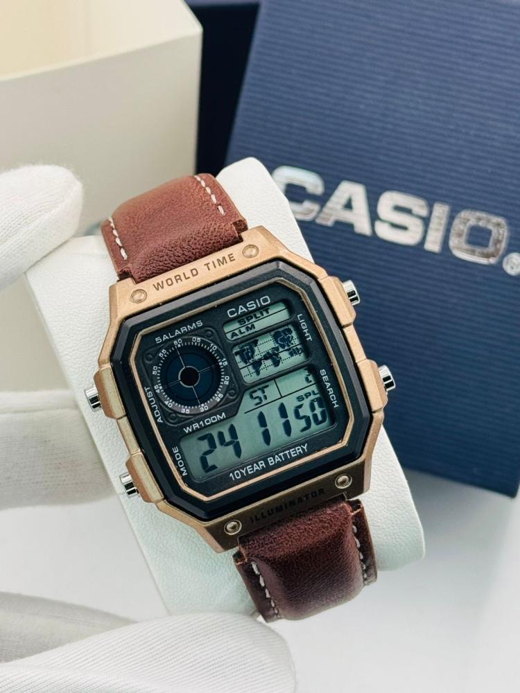 ساعة كاسيو AE-1200WH جلد بني غامق