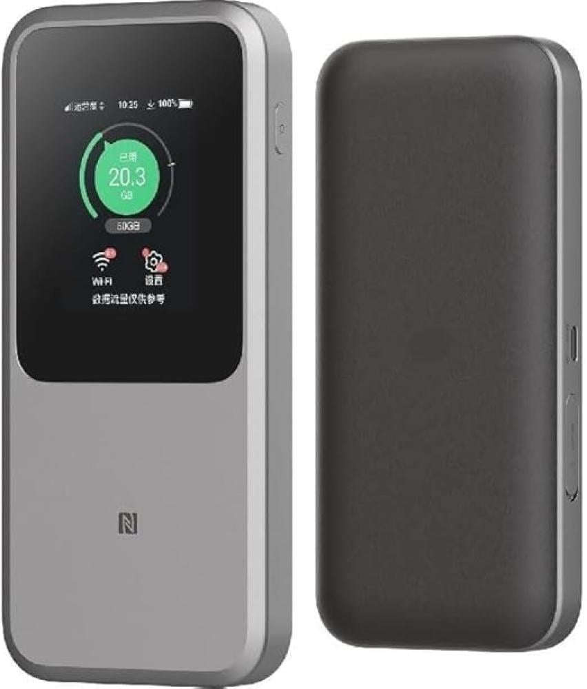 راوتر محمول ZTE-5G-MU5120 من شركة الاتصالات السعودية بطارية 10000mAhيعمل على جميع الشبكات مع اتصال اسهل NFC، رمادي