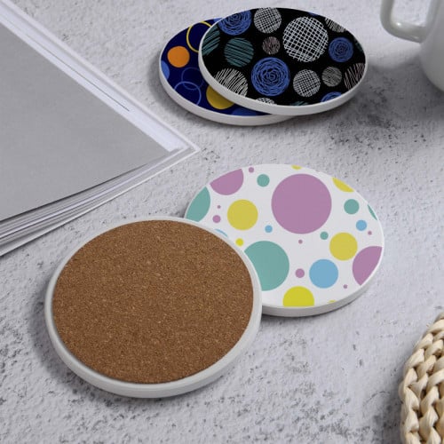 LOWHA Set of 4 Ceramic Coasters printed with beaut...