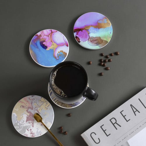 LOWHA Set of 4 Ceramic Coasters printed with beaut...