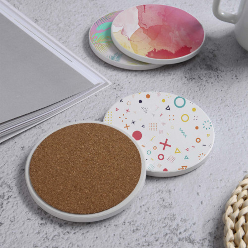 LOWHA Set of 4 Ceramic Coasters printed with beaut...