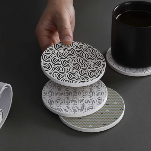 LOWHA Set of 4 Ceramic Coasters printed with beaut...