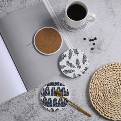 LOWHA Set of 4 Ceramic Coasters printed with beaut...