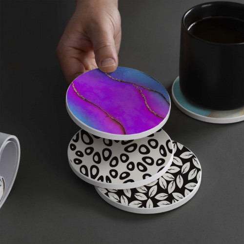 LOWHA Set of 4 Ceramic Coasters printed with beaut...