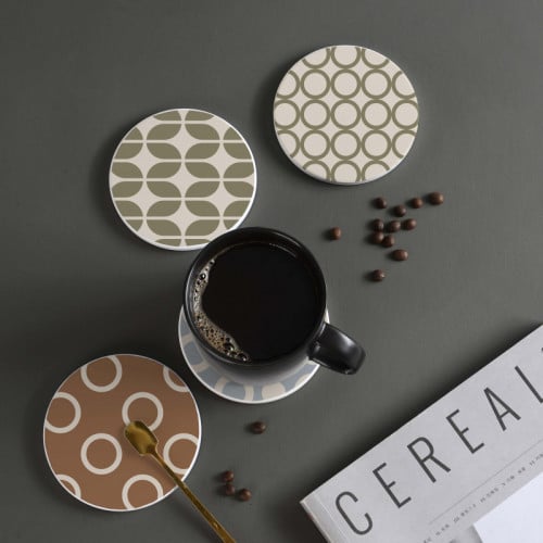 LOWHA Set of 4 Ceramic Coasters printed with beaut...