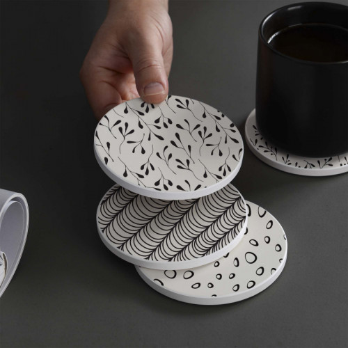 LOWHA Set of 4 Ceramic Coasters printed with beaut...