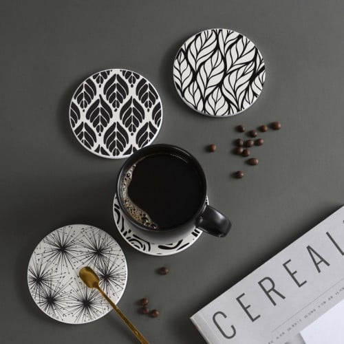 LOWHA Set of 4 Ceramic Coasters printed with beaut...