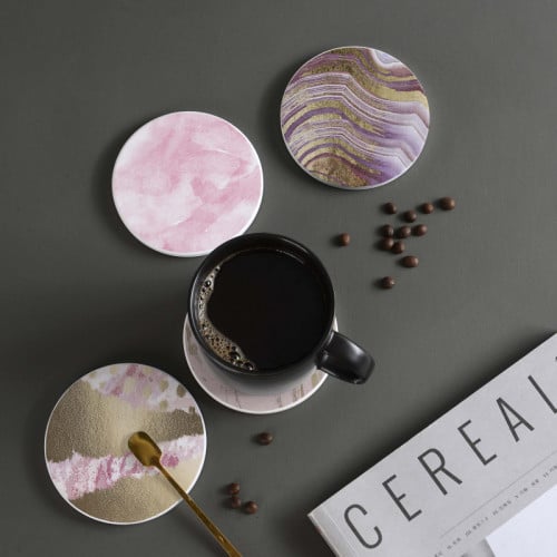 LOWHA Set of 4 Ceramic Coasters printed with beaut...