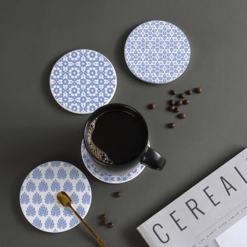 LOWHA Set of 4 Ceramic Coasters printed with beaut...