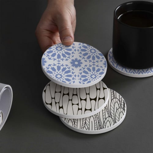 LOWHA Set of 4 Ceramic Coasters printed with beaut...