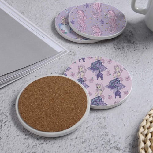 LOWHA Set of 4 Ceramic Coasters printed with beaut...