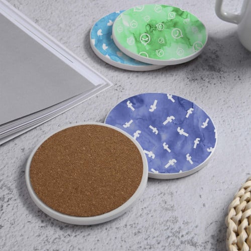 LOWHA Set of 4 Ceramic Coasters printed with beaut...