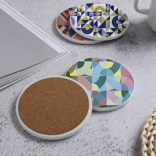 LOWHA Set of 4 Ceramic Coasters printed with beaut...