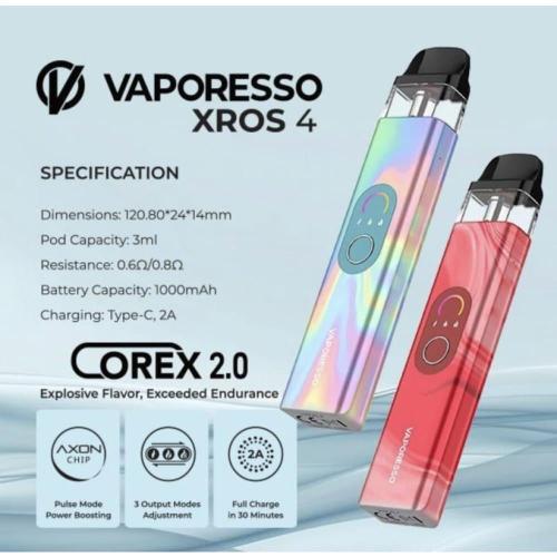 جهاز سحبة كروس 4 و شيشة من فابريسو اكس روز Vaporesso Xros 4
