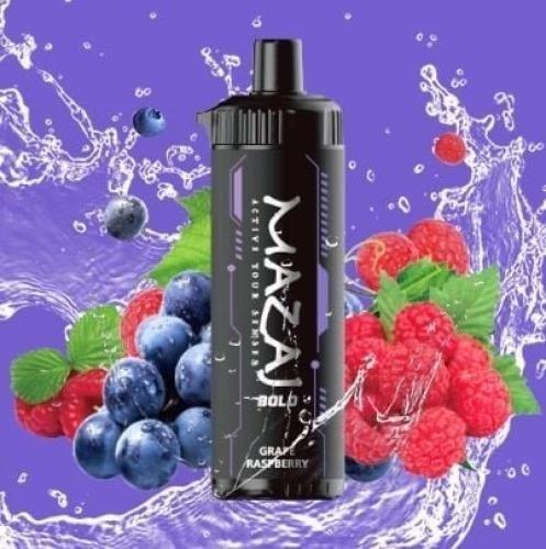 شيشة مزاج بولد عنب توت 8000 سحبه 10 نيكوتين Mazaj Bold Grape Raspberry 8000 DTL Puff