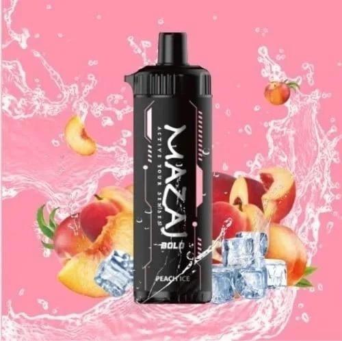 شيشة مزاج بولد خوخ ايس 8000 سحبه 10 نيكوتين Mazaj Bold Peach Ice 8000 DTL Puff