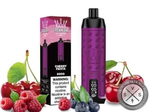 شيشة كراون بار 8000 سحبه كرز توت من تاج الفاخر CROWN BAR 5MG