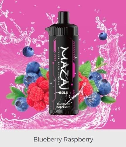 شيشة مزاج بولد توت مشكل 8000 سحبه 10 نيكوتين Mazaj Bold Blueberry Raspberry 8000 DTL Puff