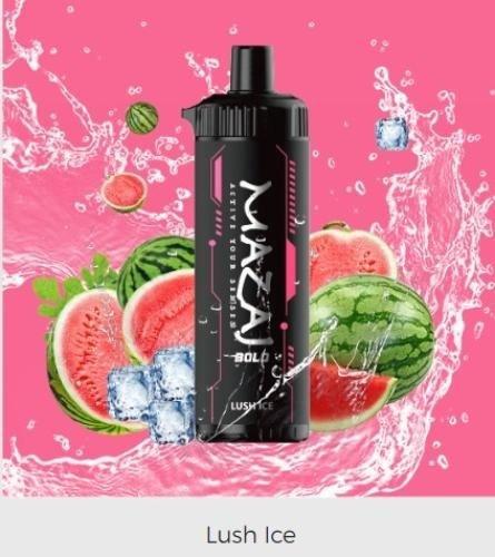شيشة مزاج بولد بطيخ بارد 8000 سحبه 10 نيكوتين Mazaj Bold Lush Ice 8000 DTL Puff