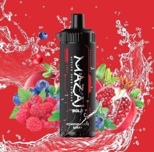 شيشة مزاج بولد رمان توت 8000 سحبه 10 نيكوتين Mazaj Bold Pomegranate Berry 8000 DTL Puff
