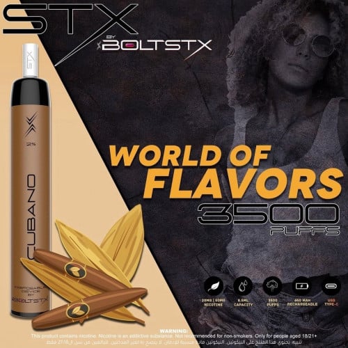 سحبة اكسترا كوبانو BOLTSTX 3500 PUFFS Xtra CUBANO  ( قابله للشحن)