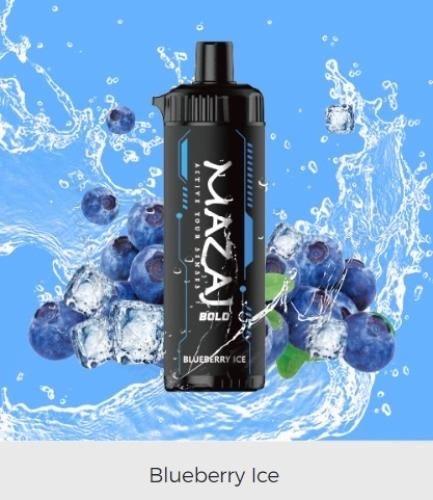 شيشة مزاج بولد توت ازرق ايس 8000 سحبه 10 نيكوتين Mazaj Bold Blue berry Ice 8000 DTL Puff