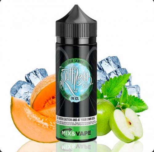 نكهة روثلس شمام و تفاح اخضر ايس 120ملي فيب مكس رائع وبارد من روثلس Ruthless Skir Skirr On Ice