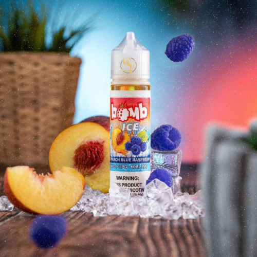 نكهة فيب بومب خوخ توت ايس bomb ICE PEACH BLUE RASPBERRY