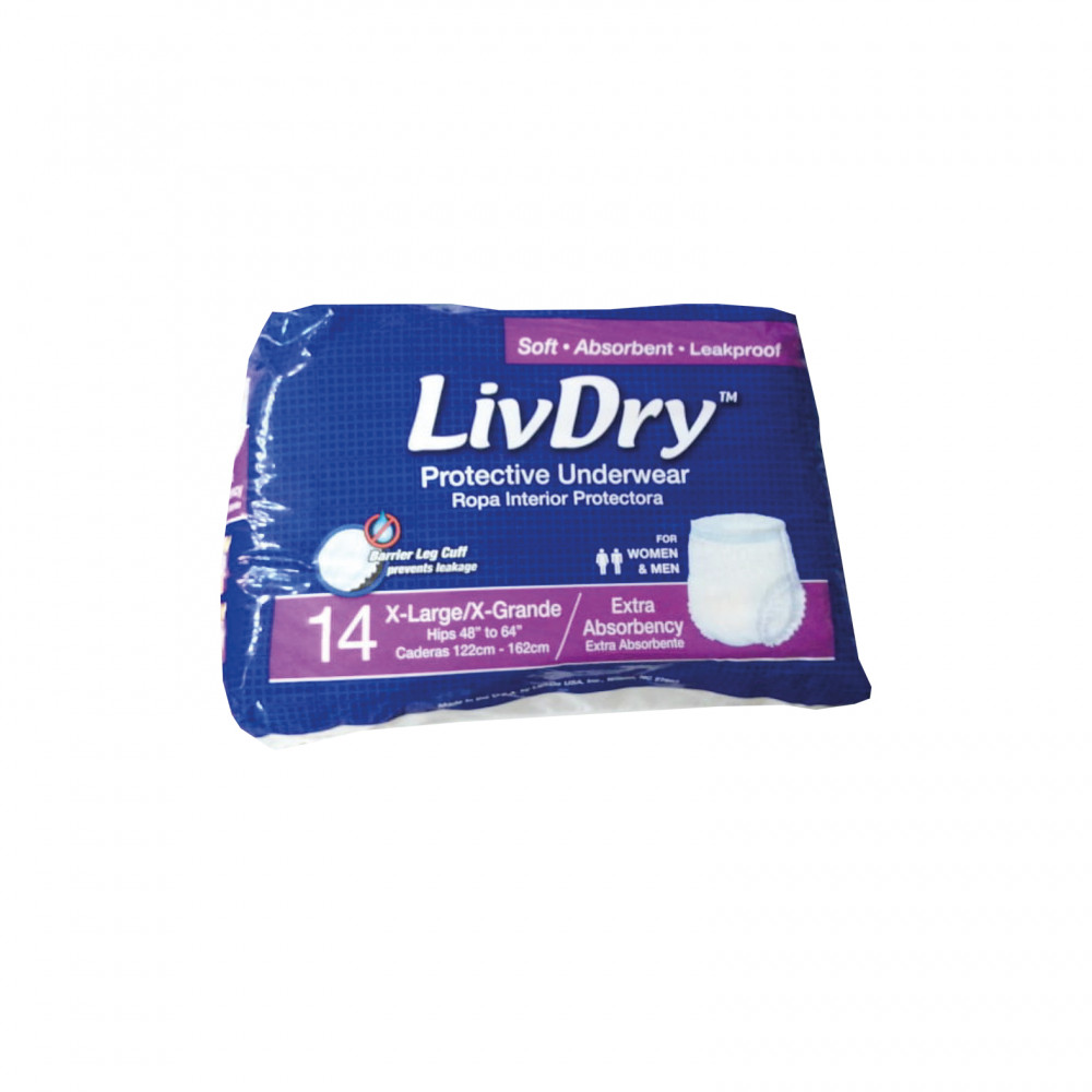 Livdry M Adult Diapers for Women, Ultimate Absorbency Incontinence  Underwear, All Day or Overnight Protection, Medium (64 Count)