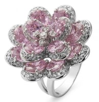 خاتم نسائي مطلي بالفضة ومزين بالزركون الكوبي مقاس...