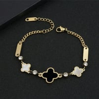 سوار كليف وردة كلوفر بتصميم سلسلة وقطع معدنية وراد...