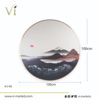 لوحة مودرن دائرية بإطار معدن ذهبي اللون