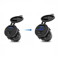 منفذ طبلون USB شحن سريع دائري مع مقياس فولت وأمبير...