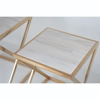 طاولات خدمة 3 قطع ستيل ذهبي اللون بسطح رخام