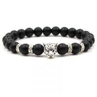 سوار بحجر الهيماتيات الطبيعي خرز اسود مت مع راس نم...