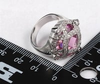 خاتم نسائي مطلي بالفضة ومزين بالزركون الكوبي مقاس...