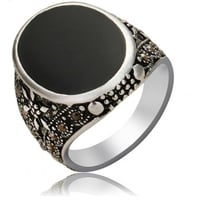 خاتم رجالي مطلي بالفضة مقاس 8