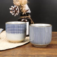 كوب قهوة سيراميك 200 مل أزرق مخطط