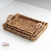 0828 صينية خوص مستطيلة بمسكة (عدة أحجام)