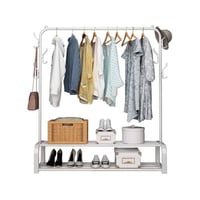 علاقة ملابس معدنى منظم وحامل ملابس أبيض مع رفين 11...