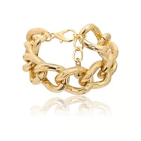 طقم اكسسوارات قطعتين سلسال وسوار شكل سلسلة مطلي ذه...