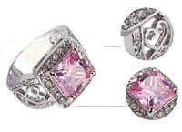 خاتم نسائي مطلي بالفضة ومزين بالزركون الكوبي مقاس...