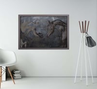 لوحة خيول فخمة بالفن التجريدي .