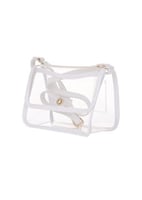 حقيبة كتف شفافة بحدود بيضاء