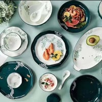 صحون رسم أرنب بالحبه أخضر و أبيض