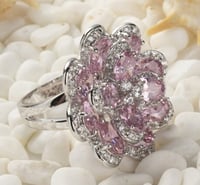 خاتم نسائي مطلي بالفضة ومزين بالزركون الكوبي مقاس...