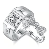 خواتم كوبلز خطوبة زواج ارتباط مطلية فضة مزينة بحجر...